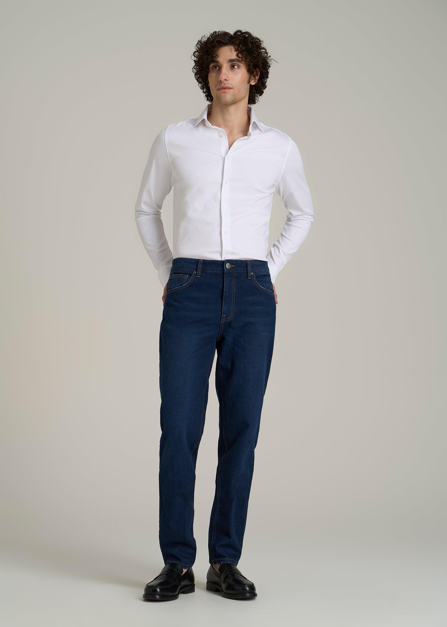 Stretch Jersey Dress Shirt for Tall Men in Optic White Product Image