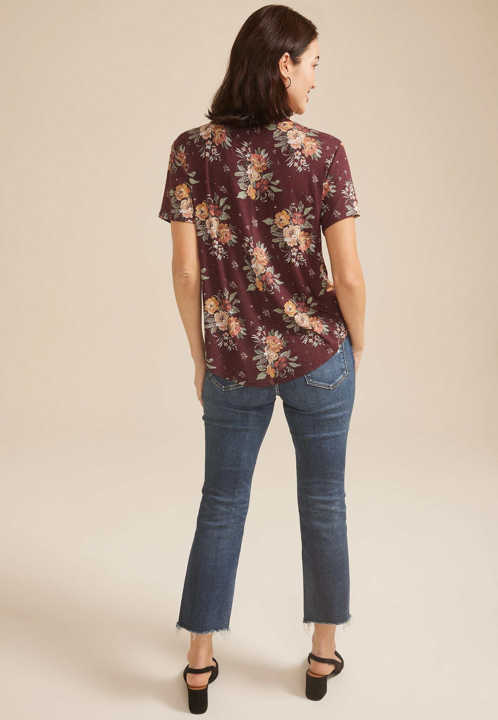 24/7 Floral V Neck Tee Product Image