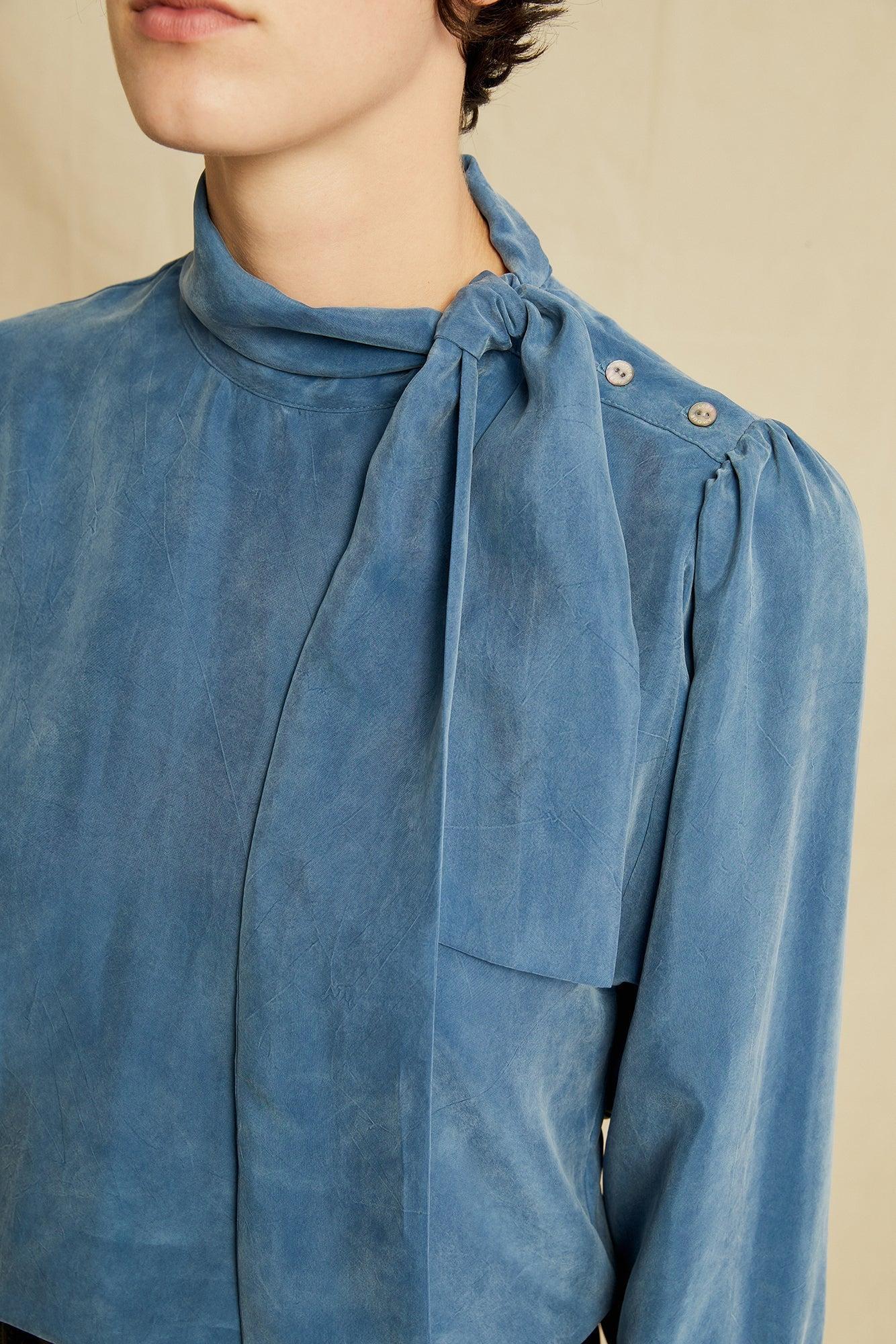 Olivet Cottonseed Cupro Blouse - Azure - ReAmour Female Product Image
