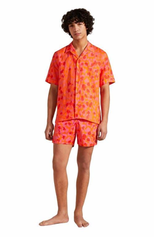 Mens New Leopard Linen Camp Shirt Product Image