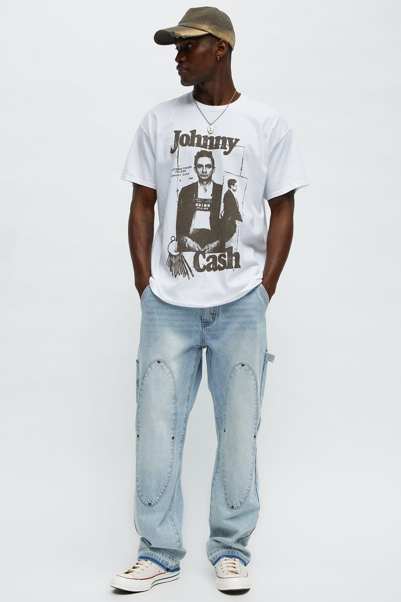 Johnny Cash Mugshot Short Sleeve Tee - White Male Product Image