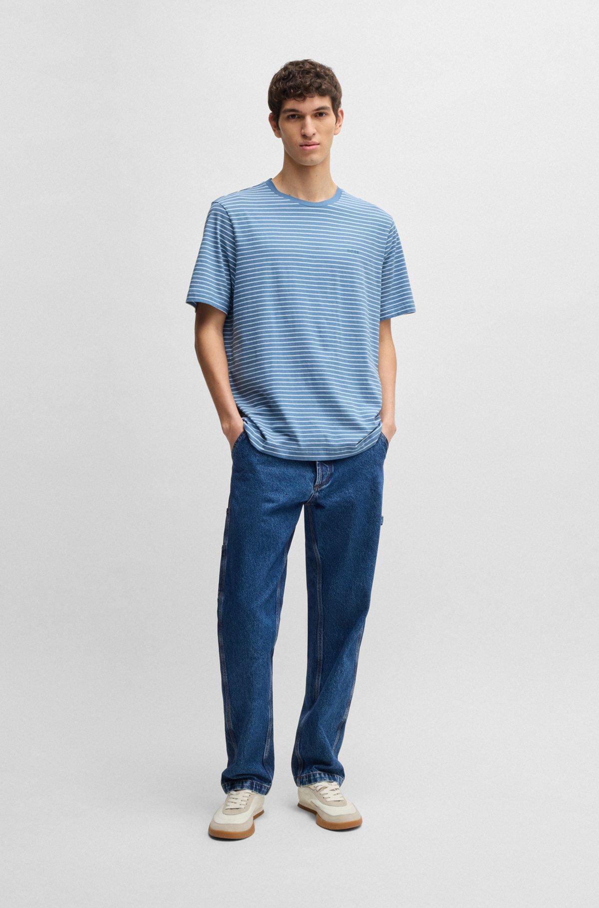 Relaxed-fit T-shirt in cotton with horizontal stripes Product Image