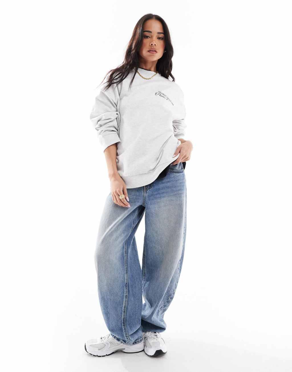 ASOS DESIGN flower show graphic sweatshirt in heathered ice Product Image