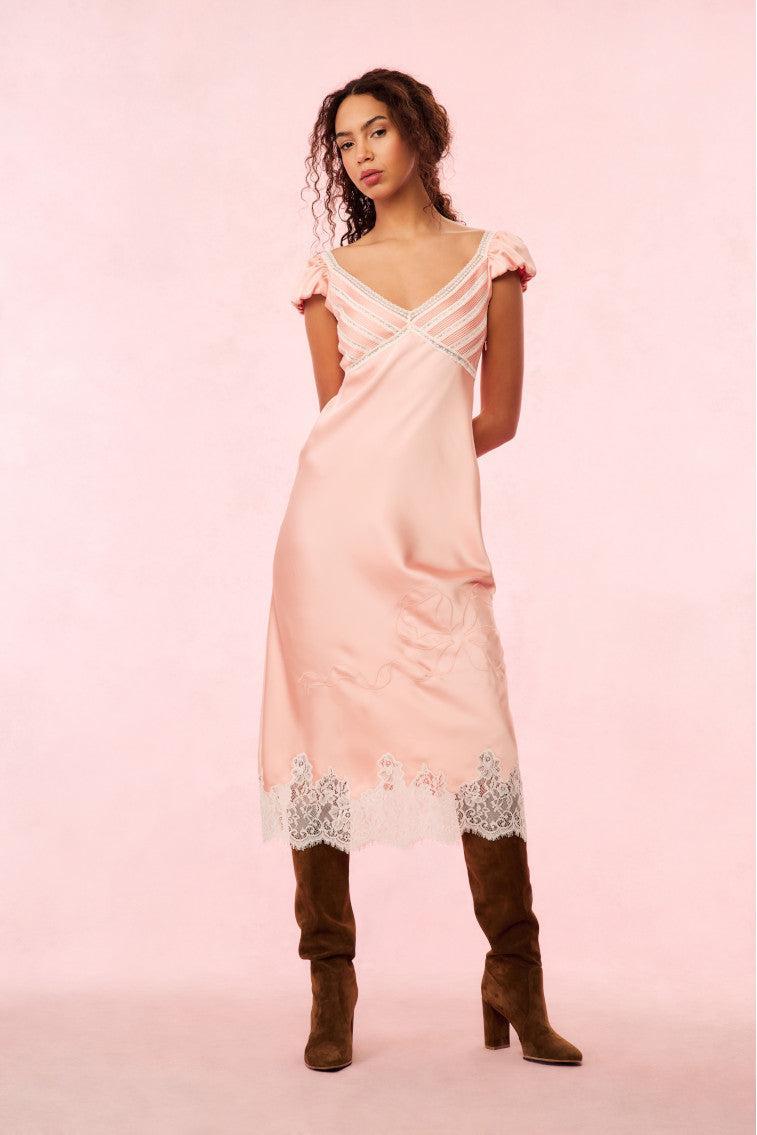 Brinkley Satin Midi Dress - BLACK Product Image