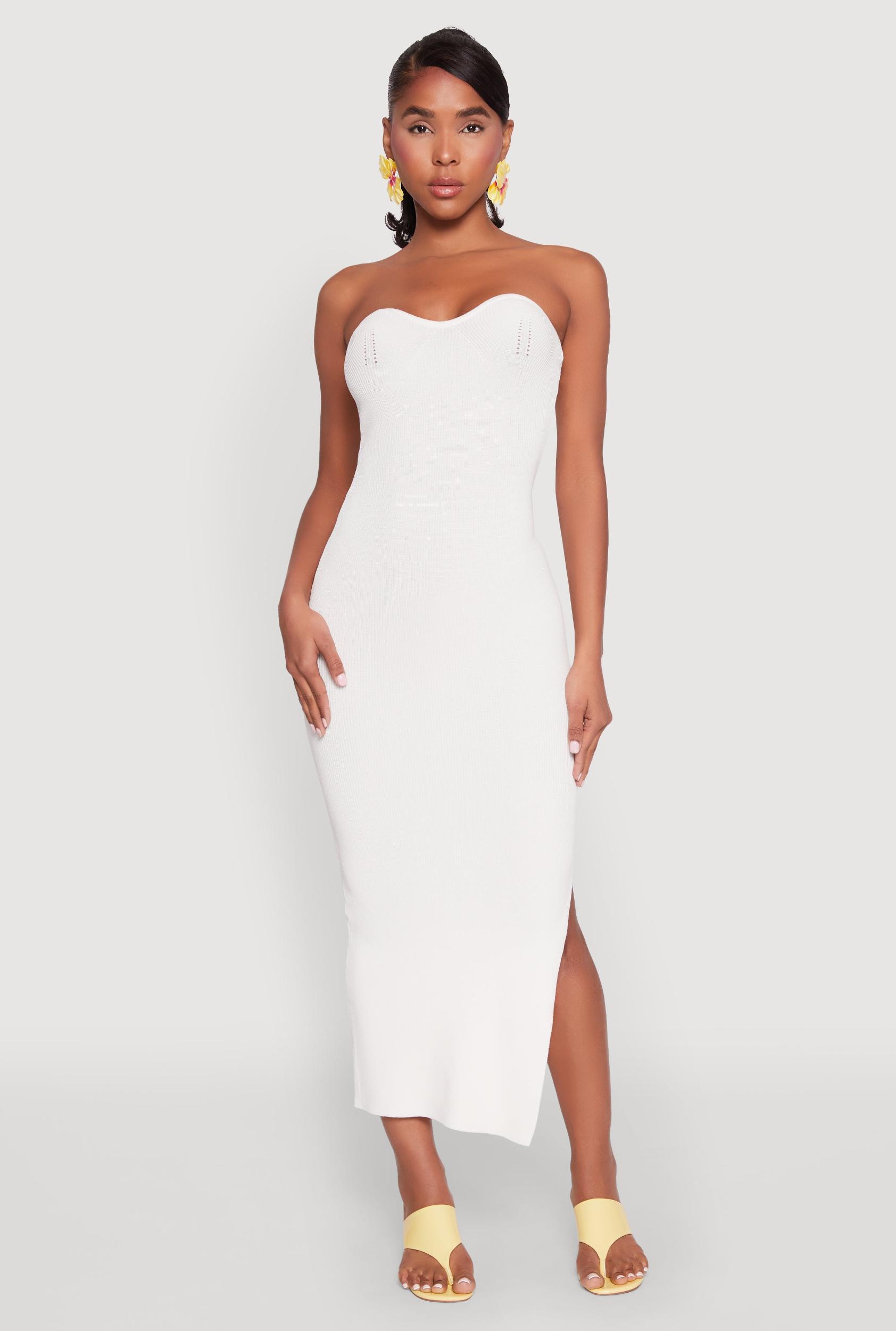 Womens Side Slit Maxi Tube Dress Product Image