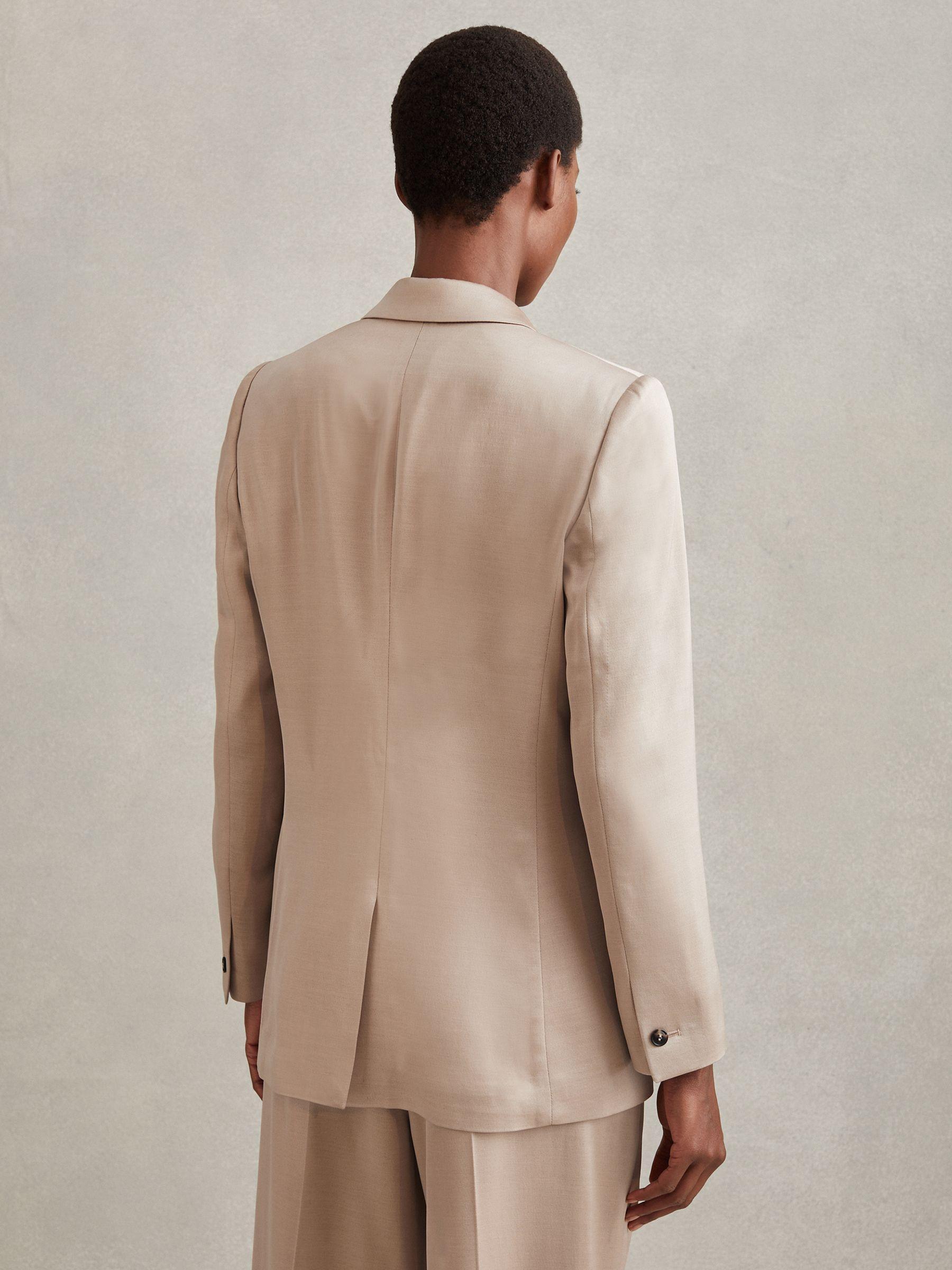 Satin Single Breasted Suit Blazer in Gold Product Image