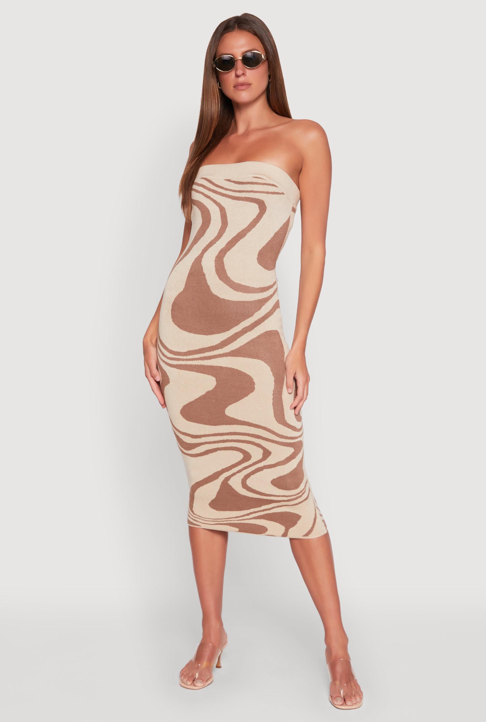 Womens Swirl Print Midi Tube Dress Product Image
