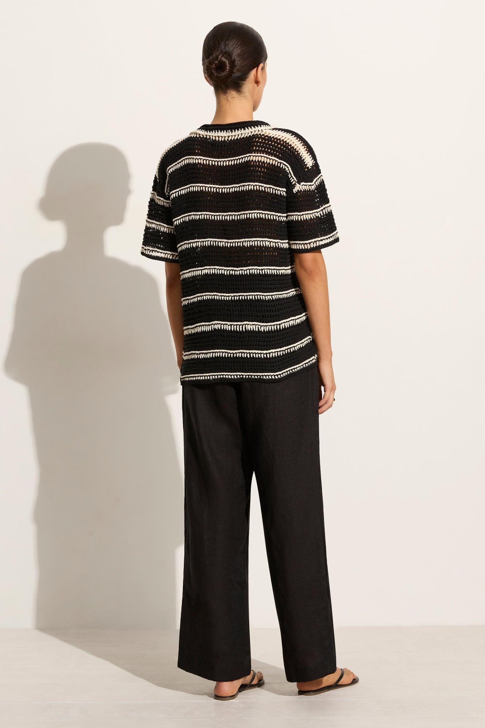 Gioia Handmade Crochet Shirt Black/Off White - Final Sale Product Image