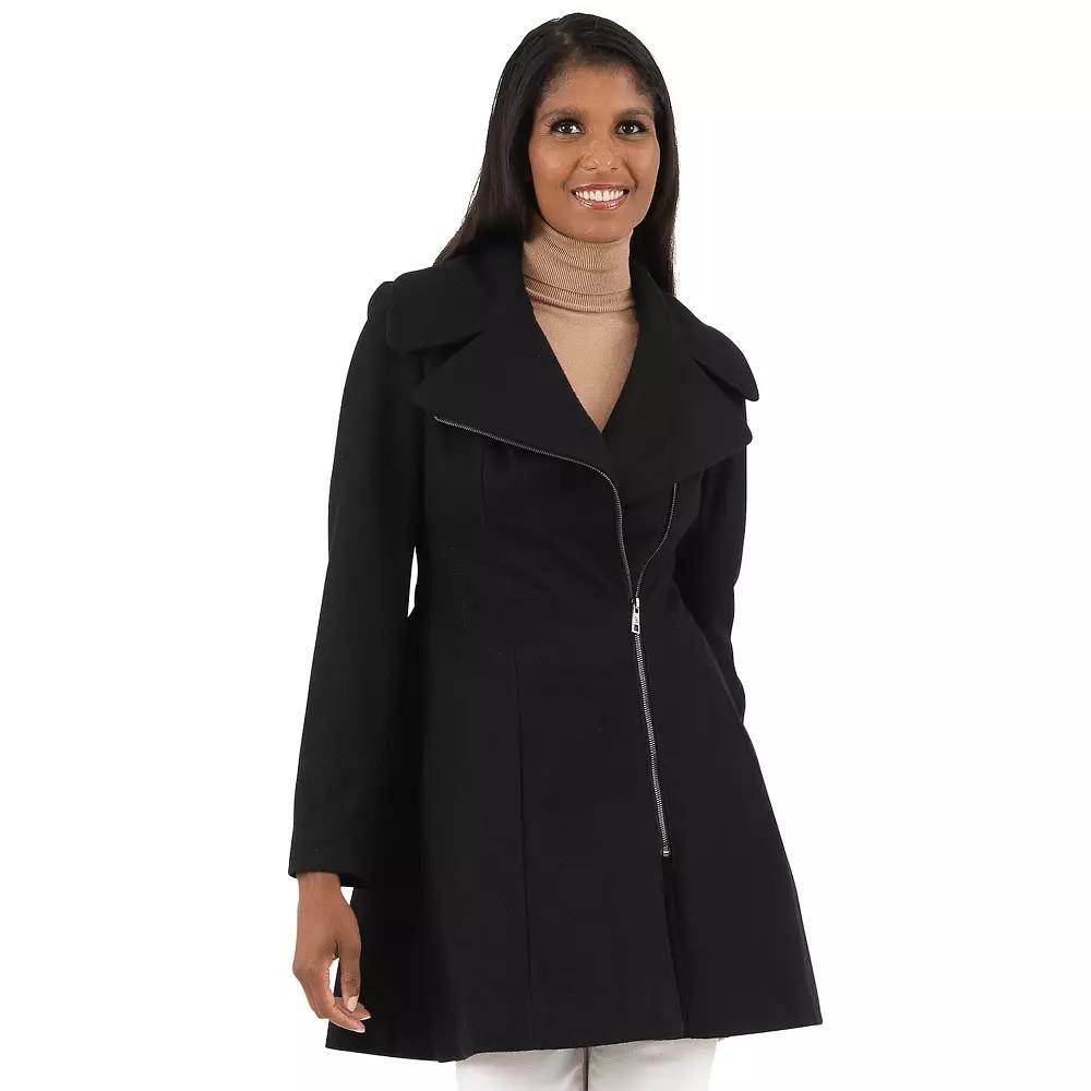 Women's Fleet Street Classic Asymmetrical Wool-Blend Coat, Size: XS, Black Product Image