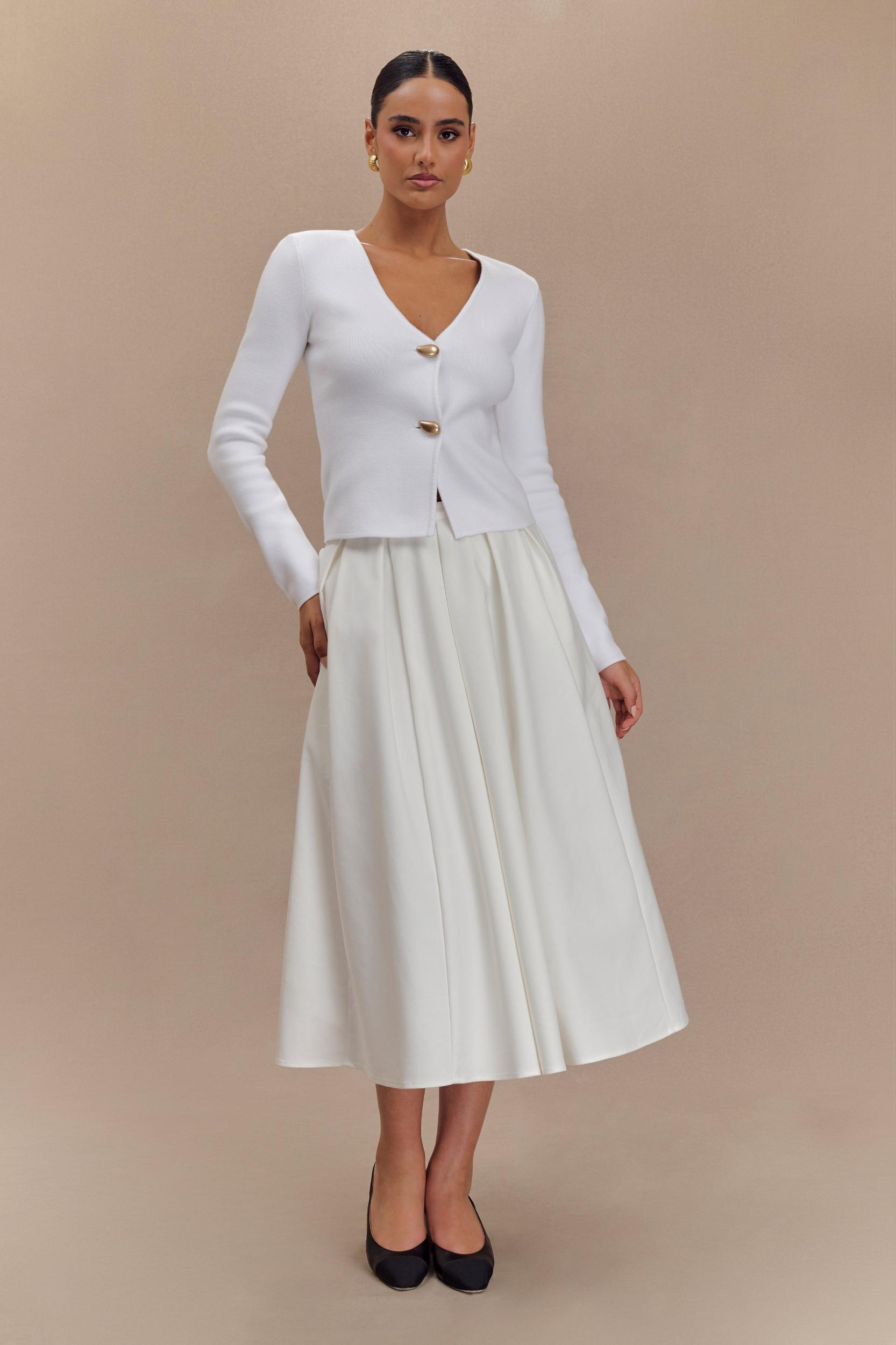 Veda Wide Sleeve Knit Cardigan - White Product Image