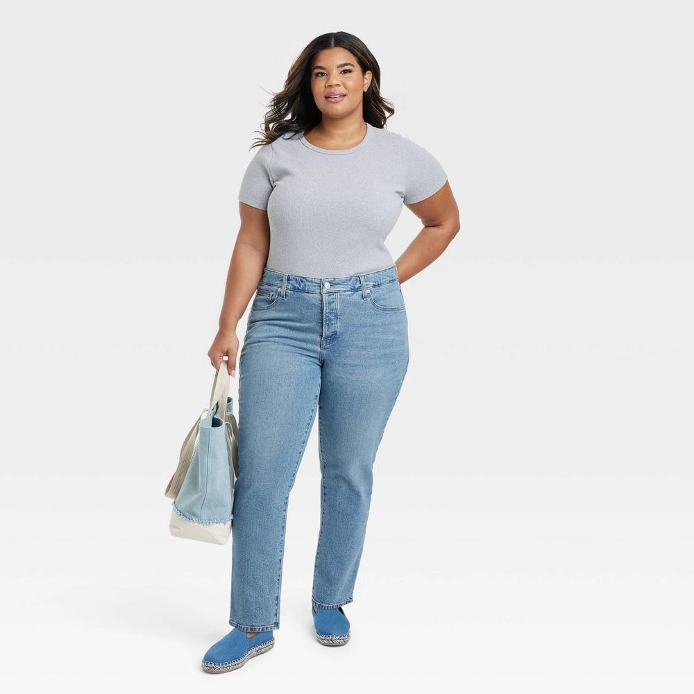 Womens Mid-Rise 80s Slim Fit Jeans - Universal Thread Medium Wash 30: Cotton , Ankle Length, Stretch Fabric, Fly Button Closure Product Image