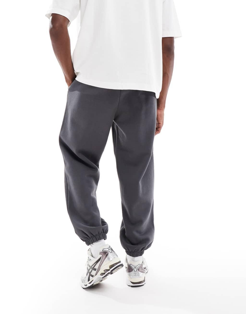 ASOS DESIGN premium oversized sweatpants with high build print in charcoal Product Image