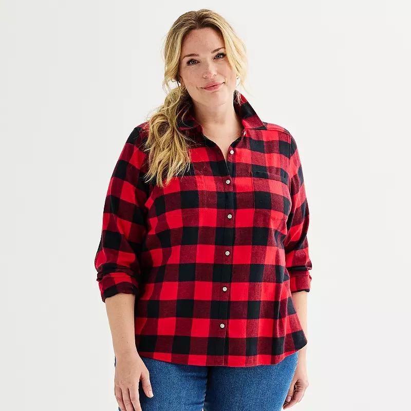 Plus Size Croft & Barrow® The Extra Soft Plaid Flannel Shirt, Women's, Size: 4XL, Purple Fall Plaid Product Image