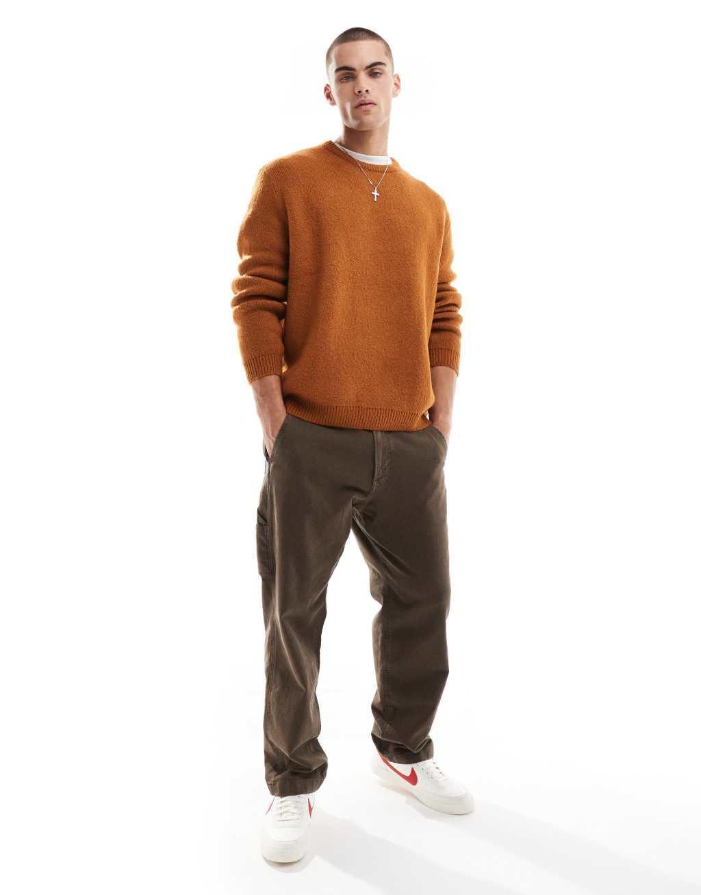 ASOS DESIGN oversized brushed knit sweater in rust Product Image