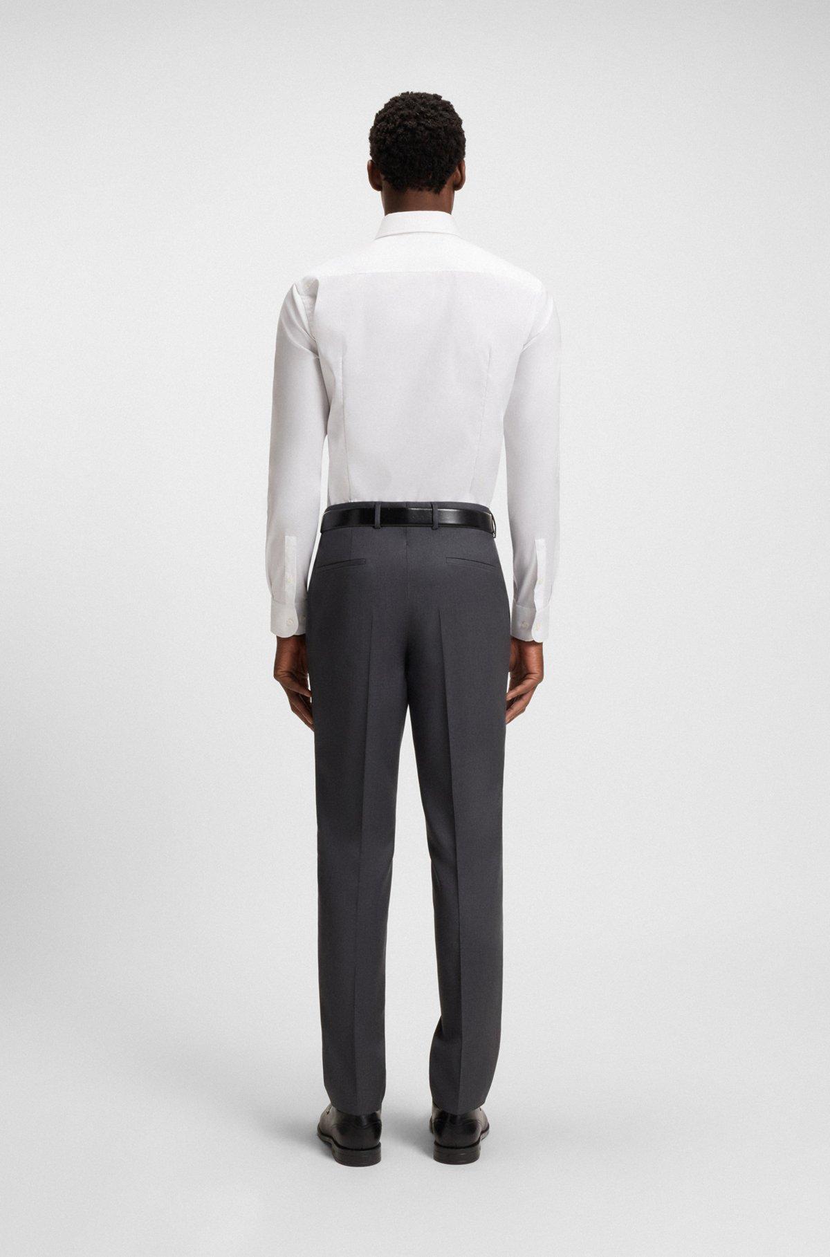 BOSS - Slim-fit shirt in easy-iron cotton poplin - White Product Image