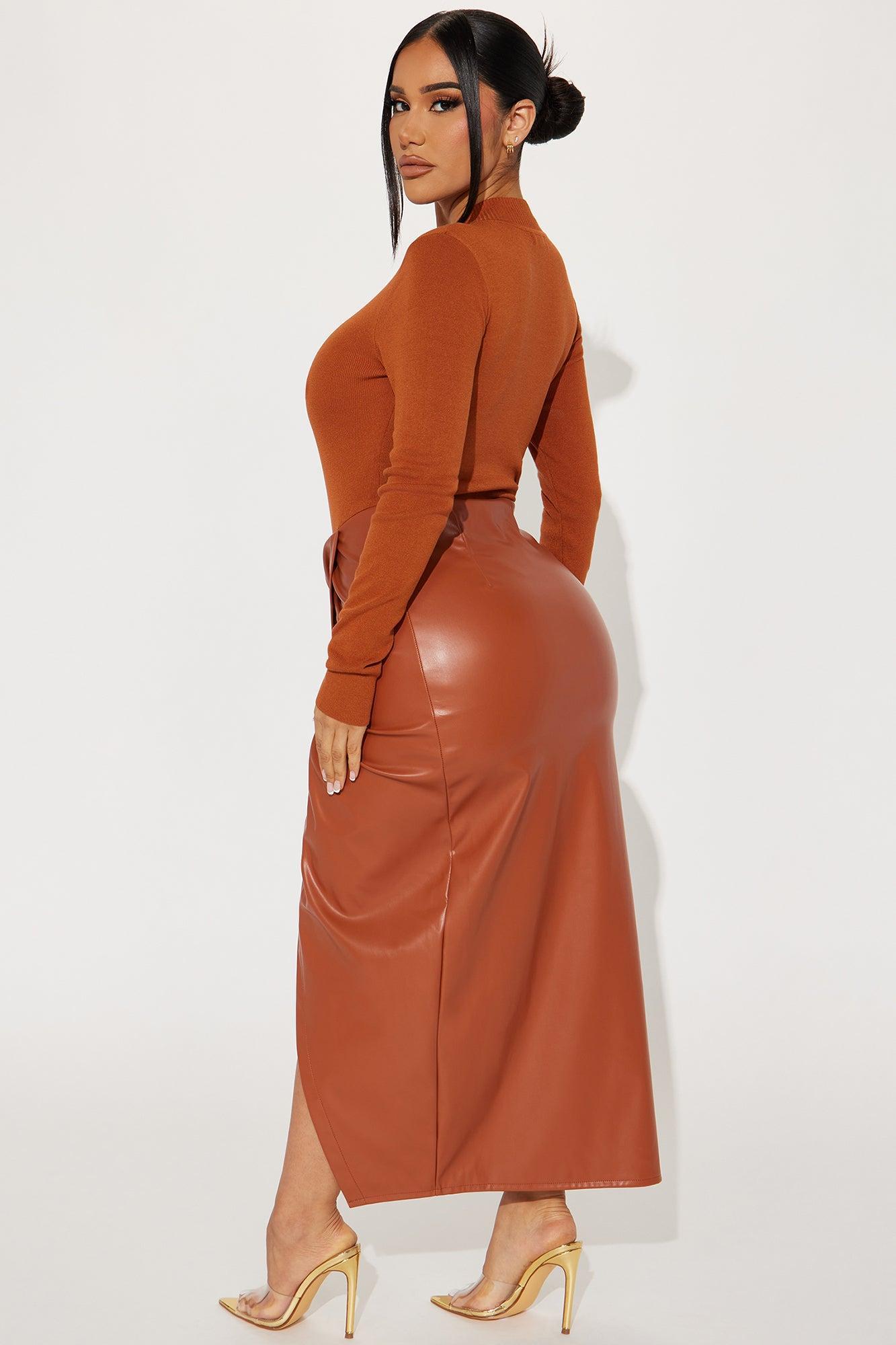 Willow Faux Leather Maxi Dress - Camel Product Image