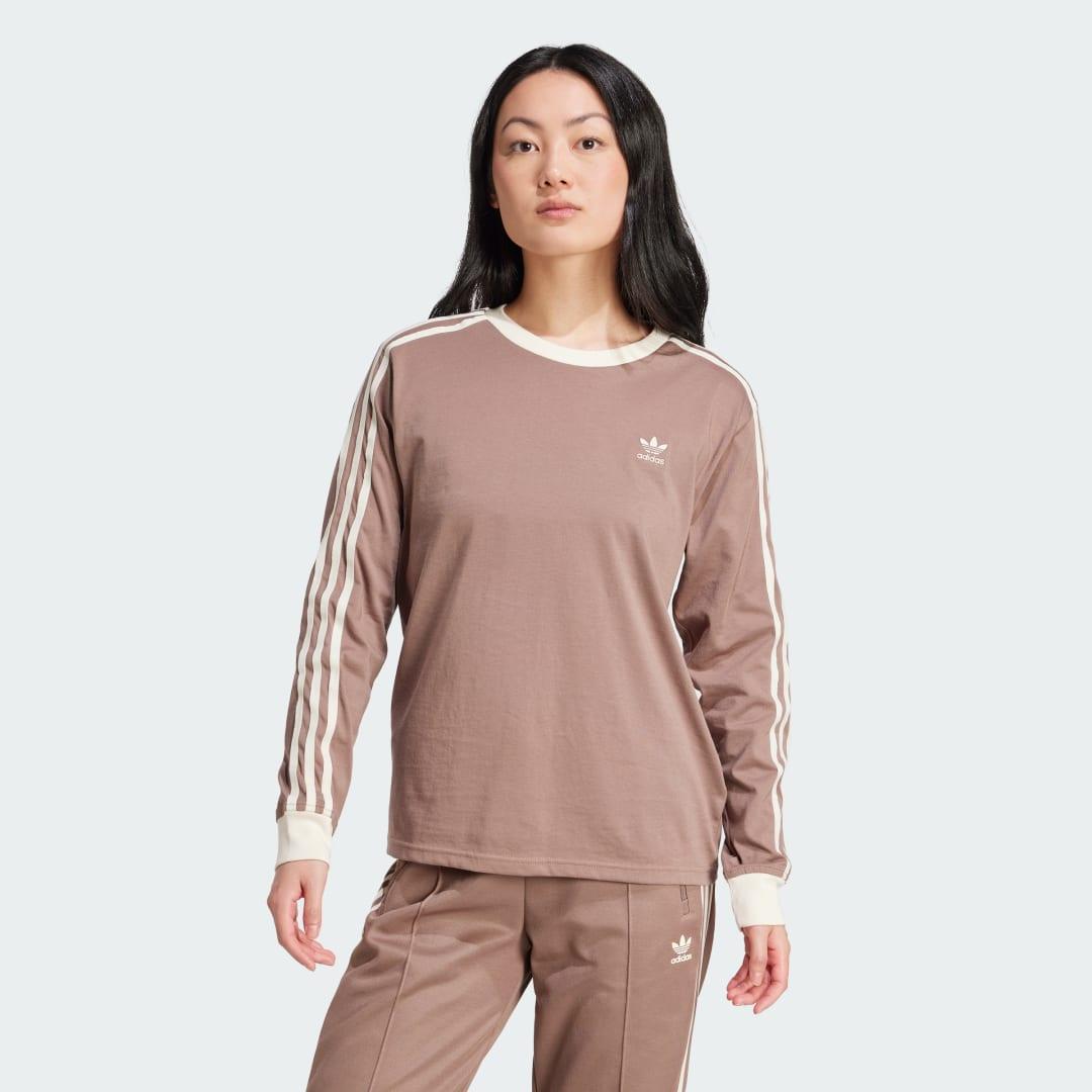 adidas Adicolor 3-Stripes Regular Long Sleeve Tee Black S Womens Product Image
