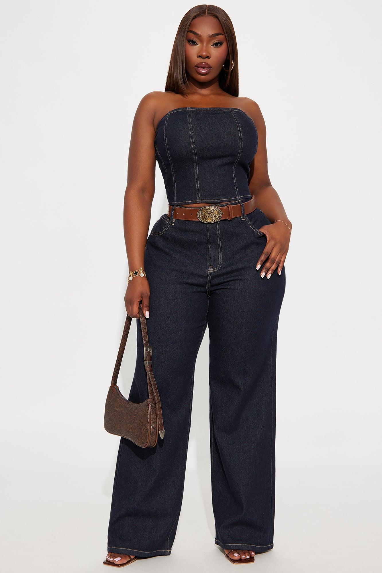 Western Babe Denim Pant Set - Dark Denim Product Image