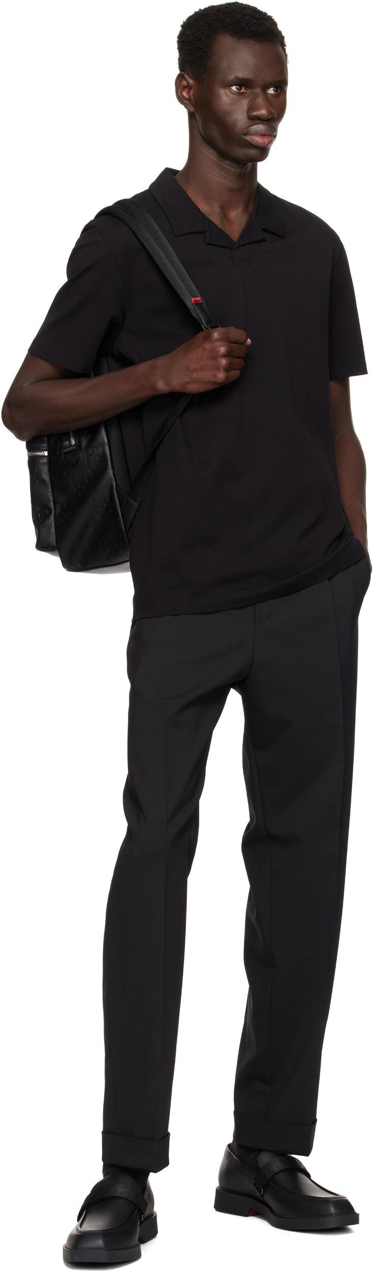 HUGO BOSS Boss Pye Camp Collar Cotton Polo In 001-black Product Image