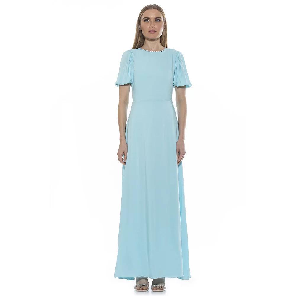 Women's ALEXIA ADMOR Open Back Fit & Flare Maxi Dress, Size: 6, Ivory Product Image