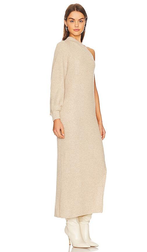 L'ACADEMIE Feride One Shoulder Midi Dress In Oatmeal Product Image