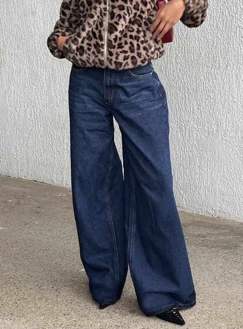Naylor Mid Rise Wide Leg Jeans Mid Blue Denim Product Image