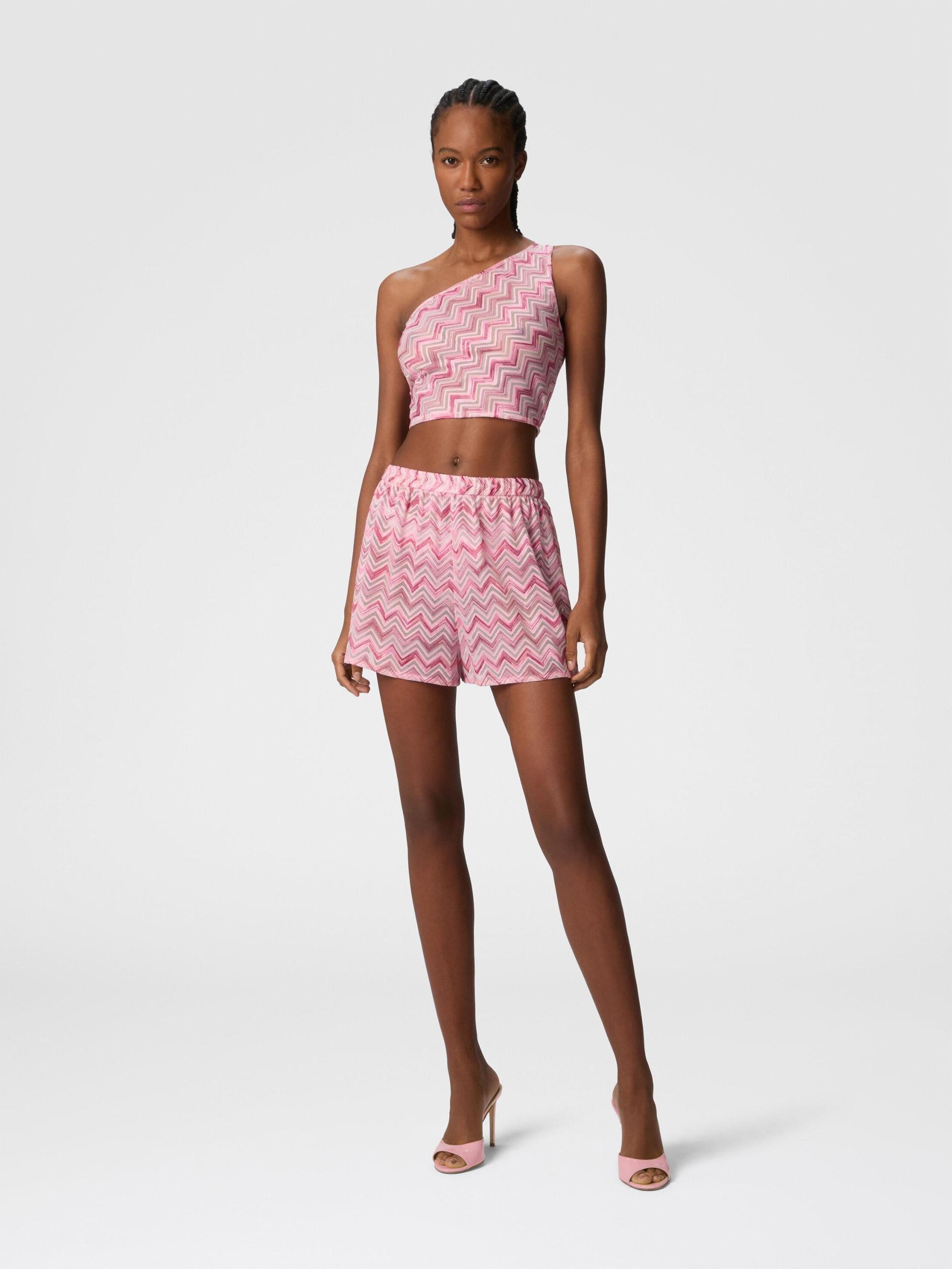 Viscose-blend tulle shorts with slub zigzag Product Image