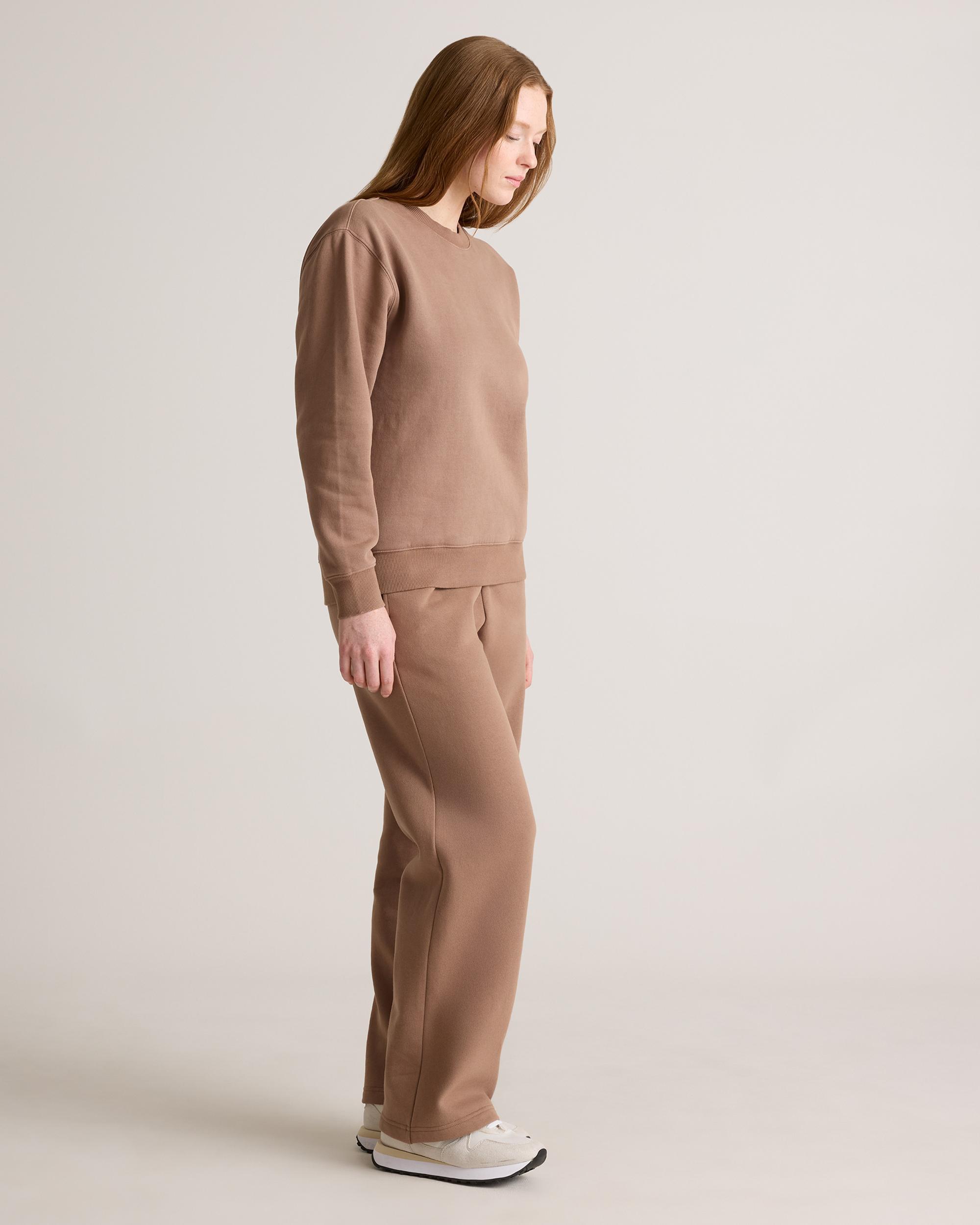 Quince | Women's Organic Heavyweight Fleece Crew Neck Alpaca Sweater Organic Cotton Product Image