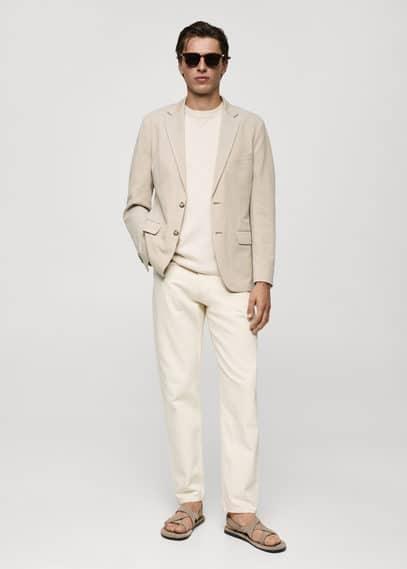 Structured slim fit cotton blazer - Men | MANGO USA Product Image