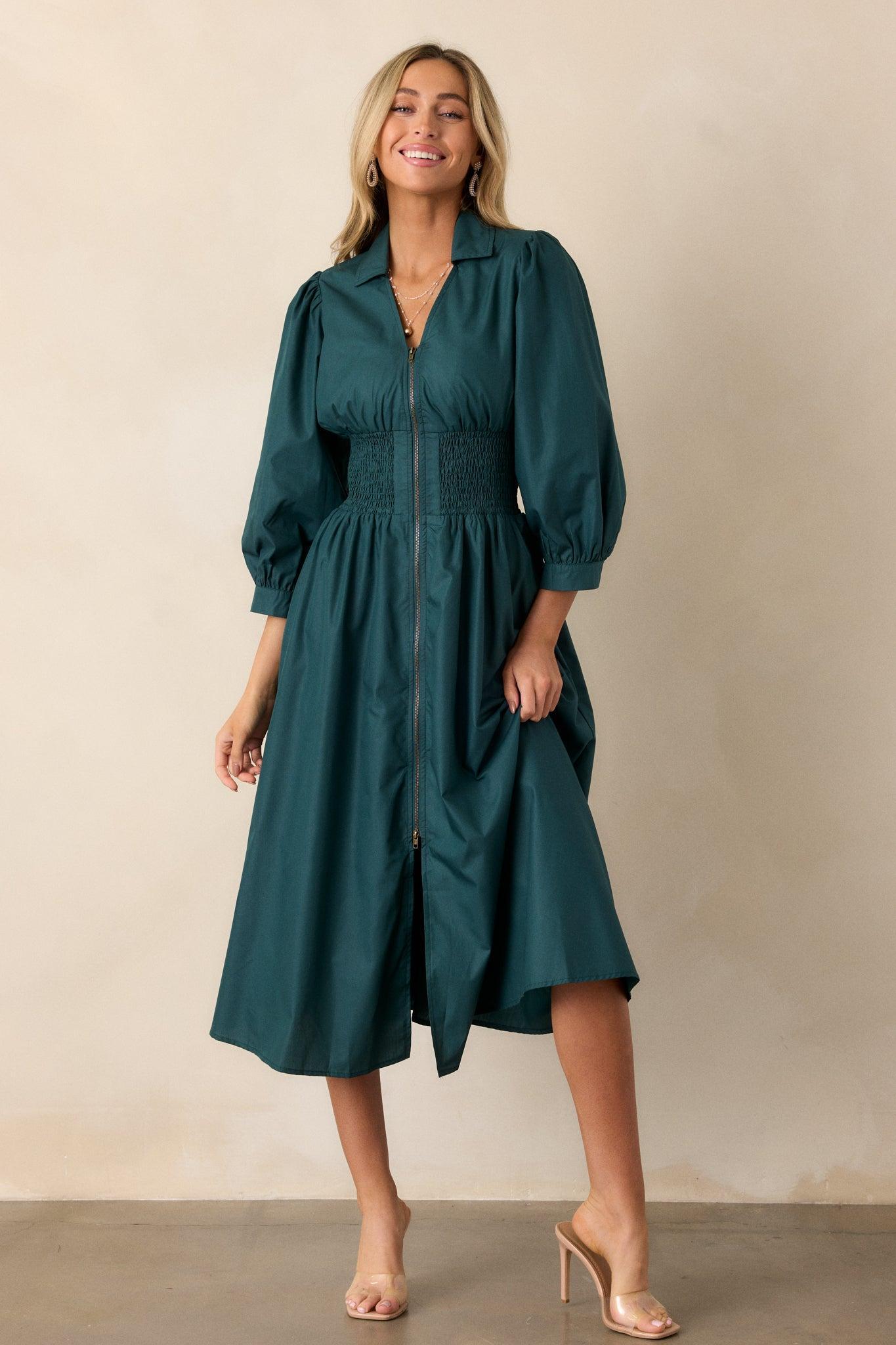 Shift in Perspective Forest Green Midi Dress Product Image