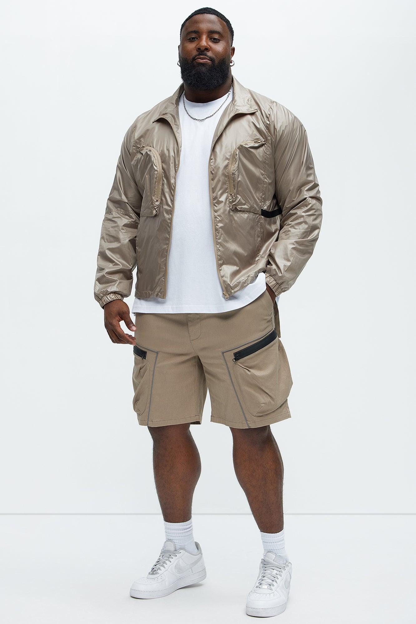 Winston Zip-Up Nylon Jacket - Khaki Product Image