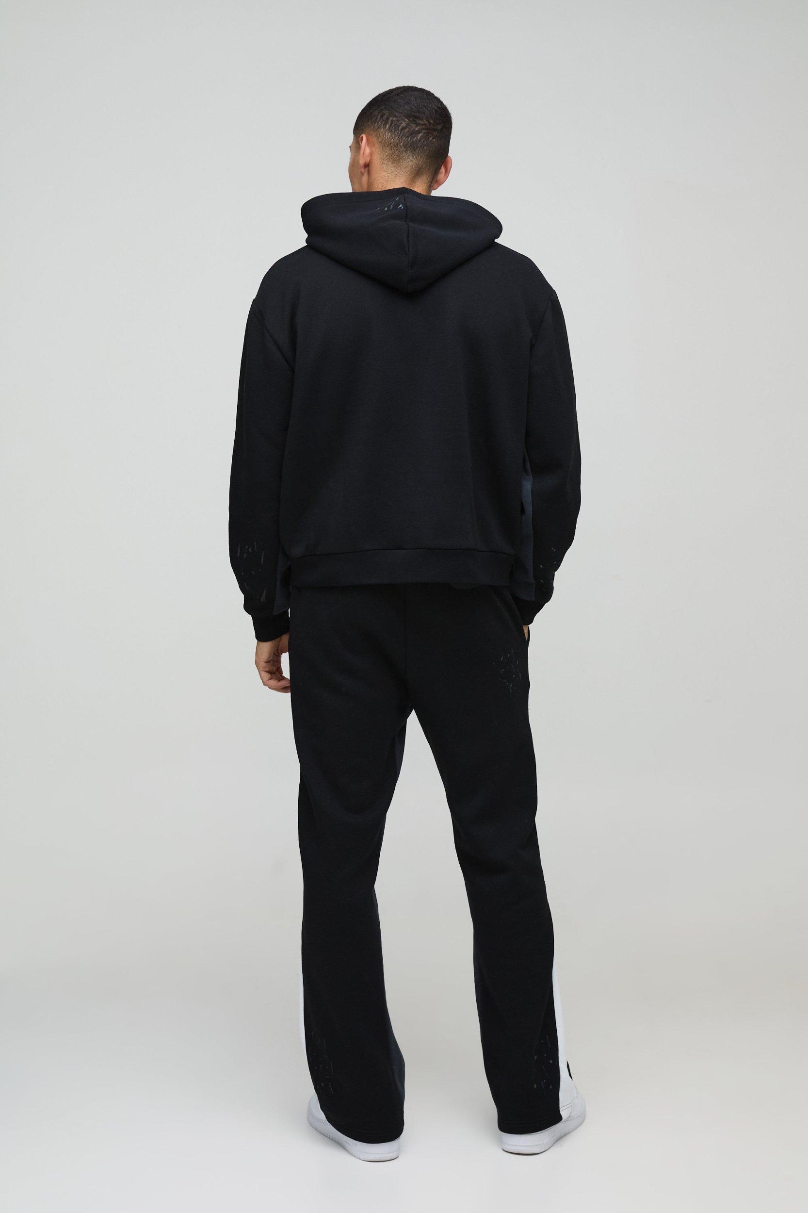 Oversized Boxy Homme Paint Splatter Homme Zip Through Tracksuit | boohooMAN USA Product Image