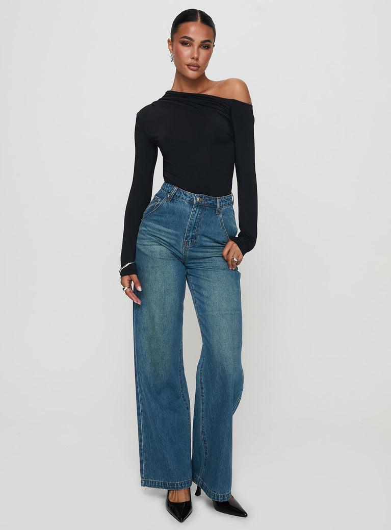 Antilles One Shoulder Bodysuit Black Product Image