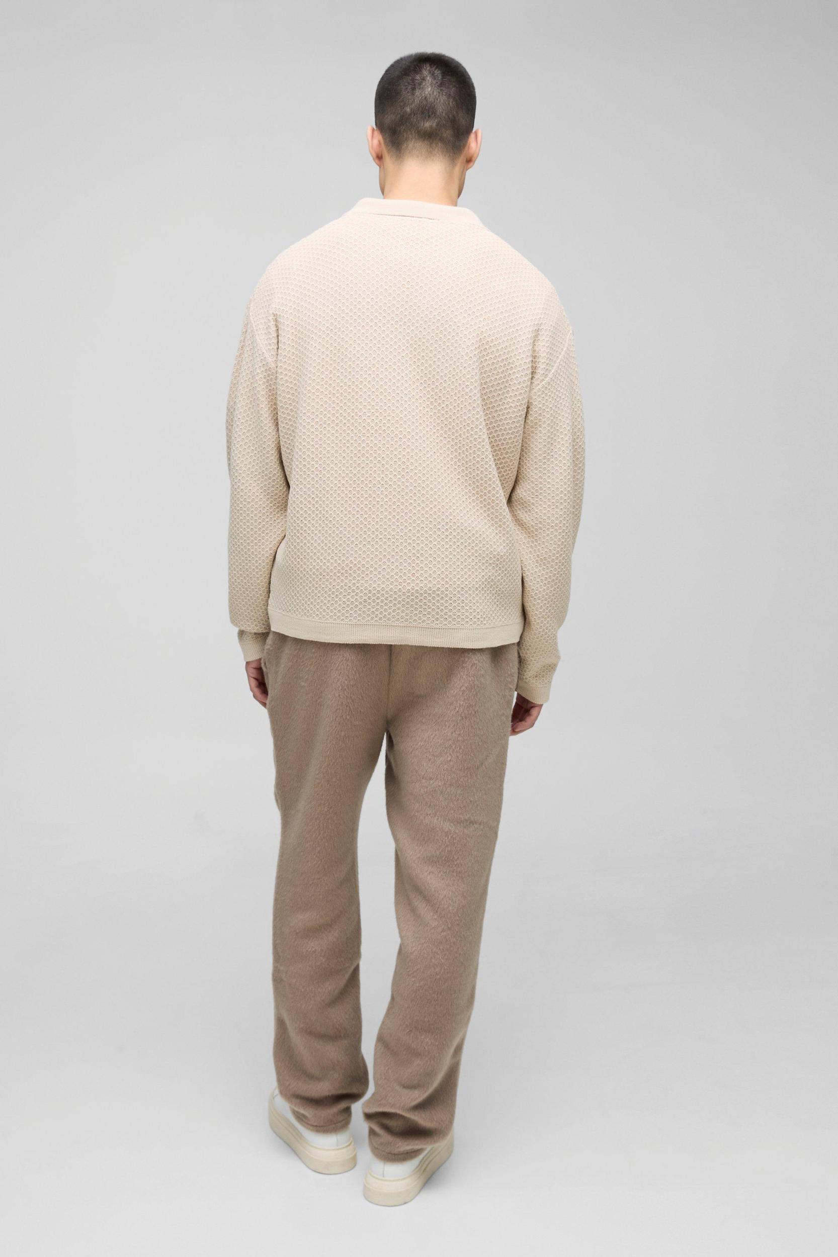 Oversized Boxy Knitted Revere Polo | boohooMAN USA Product Image