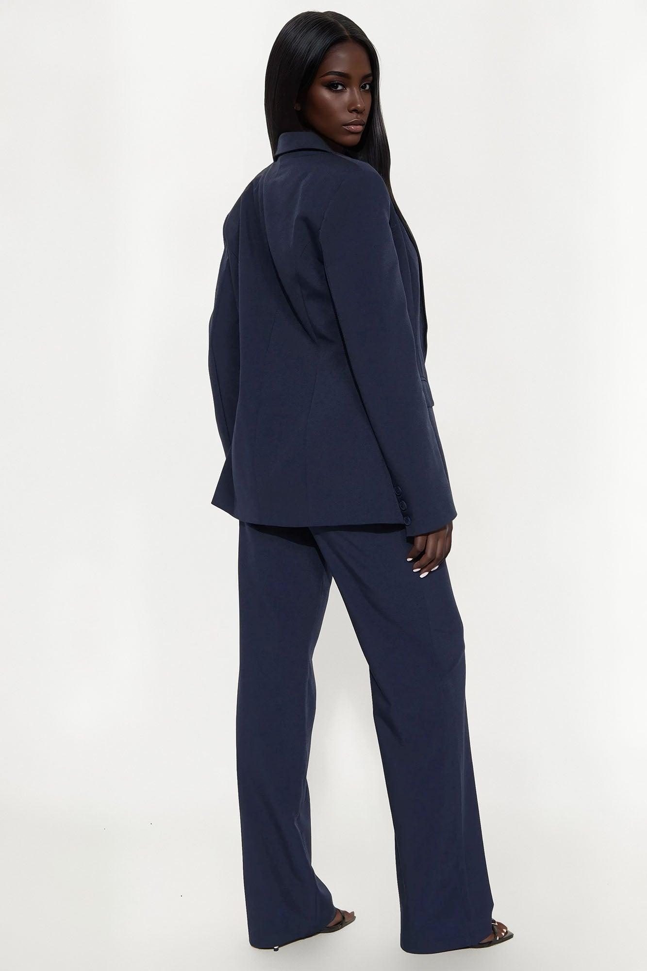 Ceo Double Breasted Fitted Waist Blazer And Pant Set - Navy Product Image