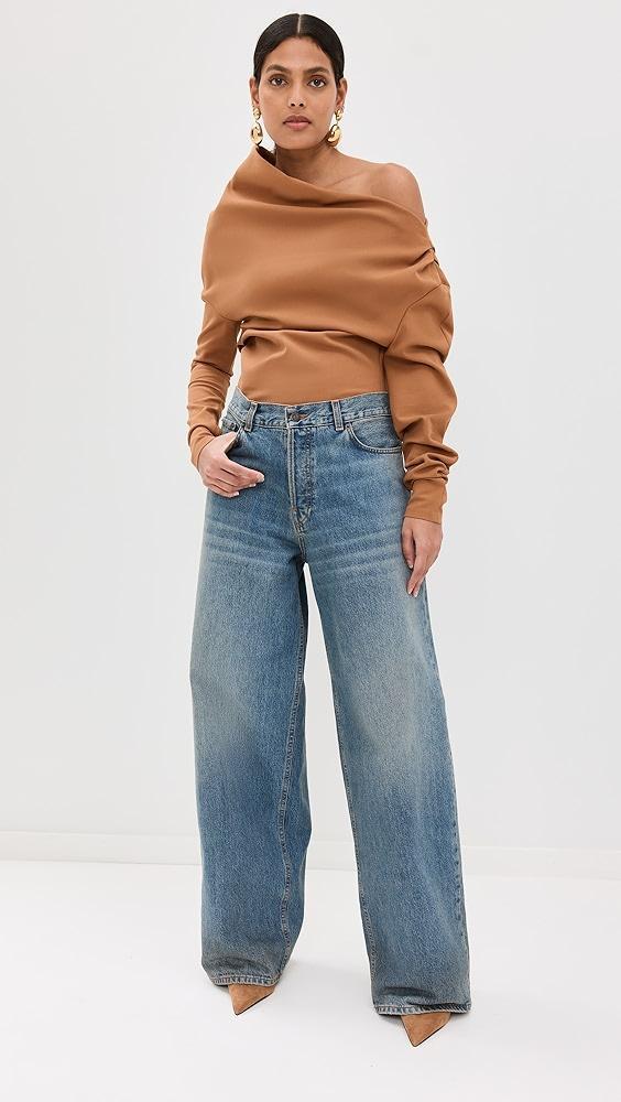 A.W.A.K.E. MODE Off Shoulder Asymmetric Long Sleeve Top | Shopbop Product Image