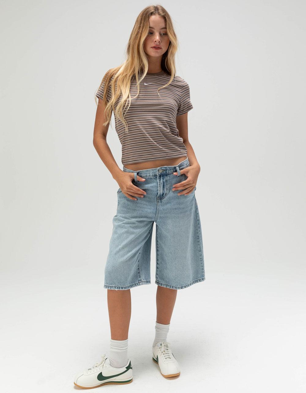 NIKE Sportswear Chill Knit Womens Stripe Tee - BROWN COMBO Product Image