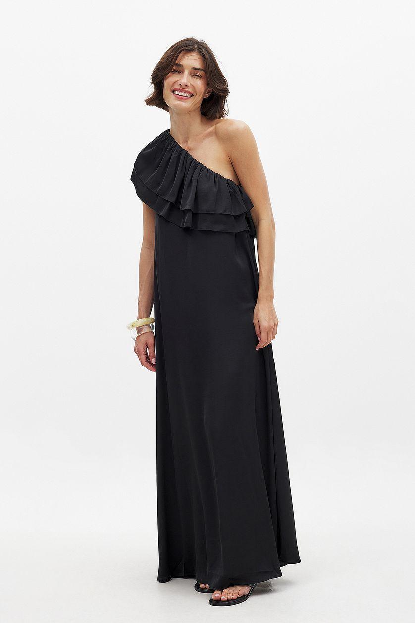 One Shoulder Frill Detail Maxi Dress Product Image