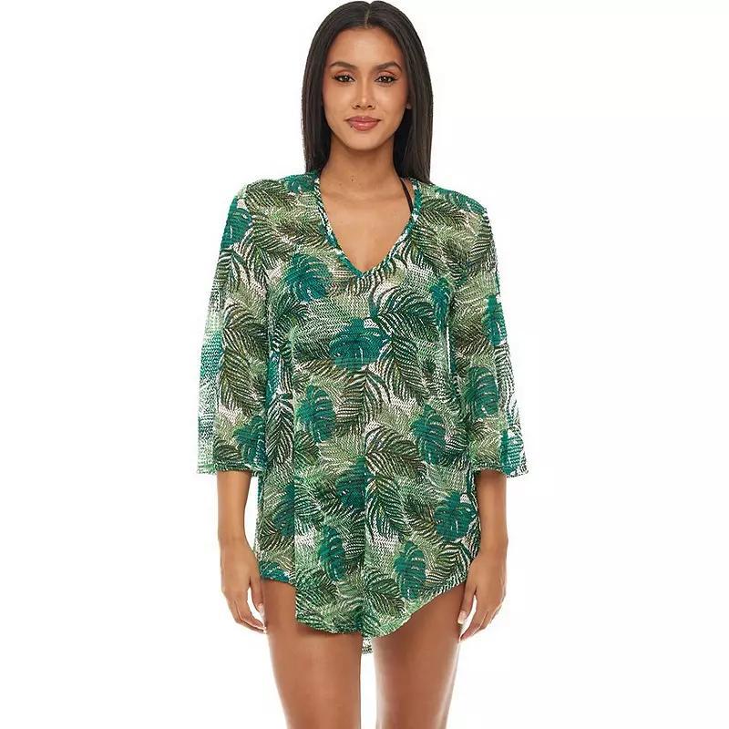 Women's Jordan Taylor Flowy Print Coverup Swimdress, Size: Large, Beige Black Product Image