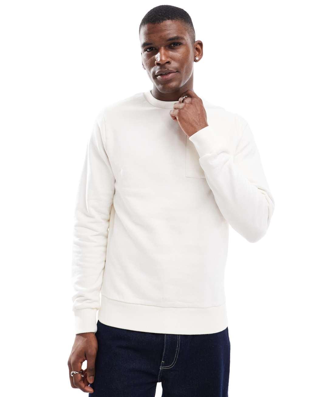 Scalpers crew pocket sweater in off white   Product Image