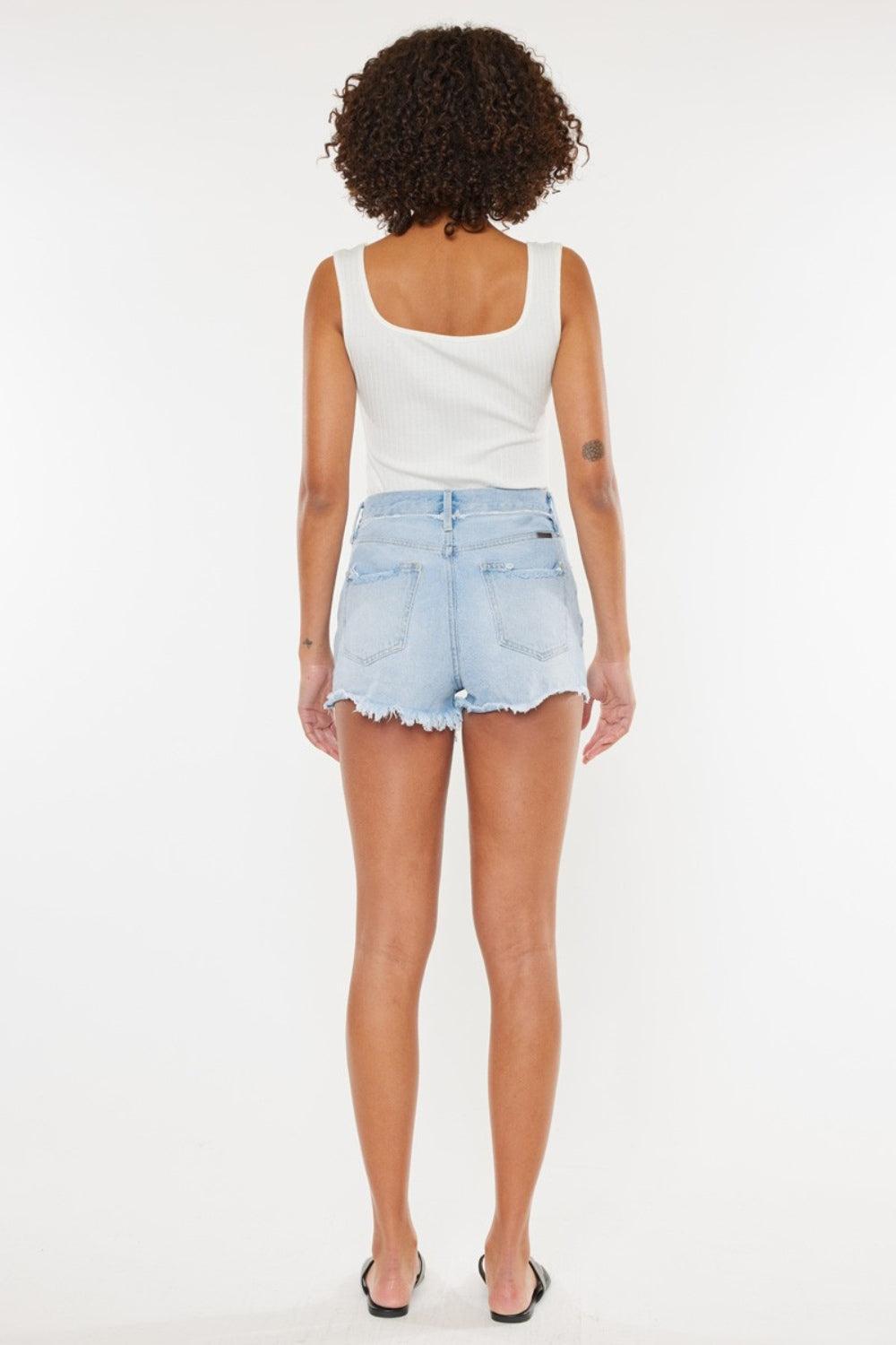 Kancan Distressed Button Fly Denim Shorts Product Image