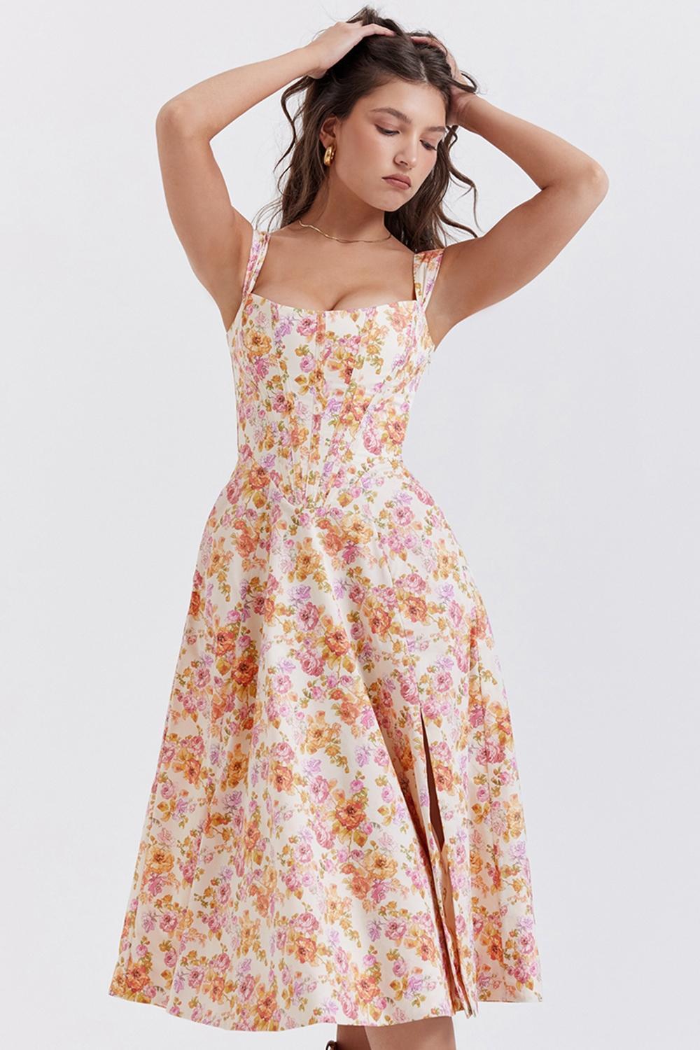 Saira Ivory Floral Midi Sundress Product Image
