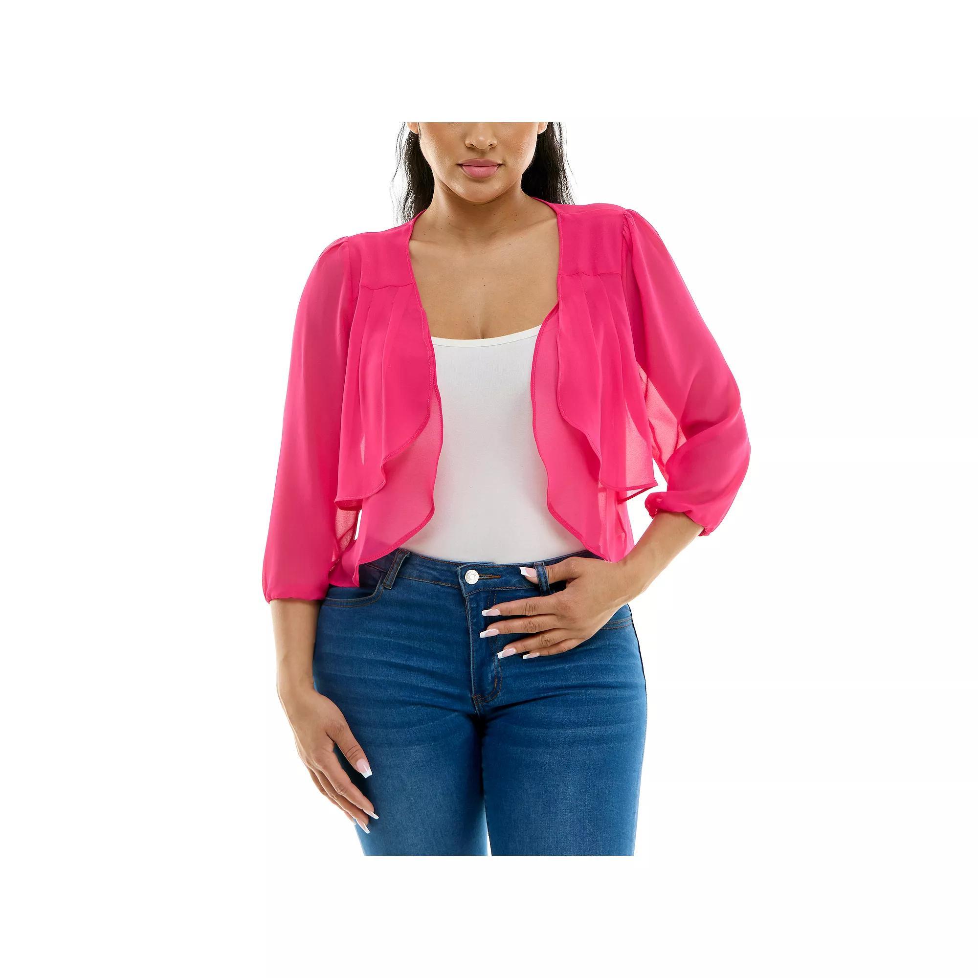 Women's Nina Leonard Chiffon Pleated Bolero, Size: XL, Black Product Image