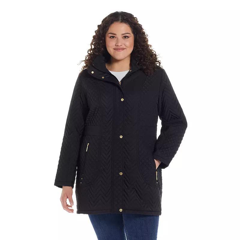 Plus Size Weathercast Hooded Quilted Walker Jacket, Women's, Size: 2XL, Black Product Image