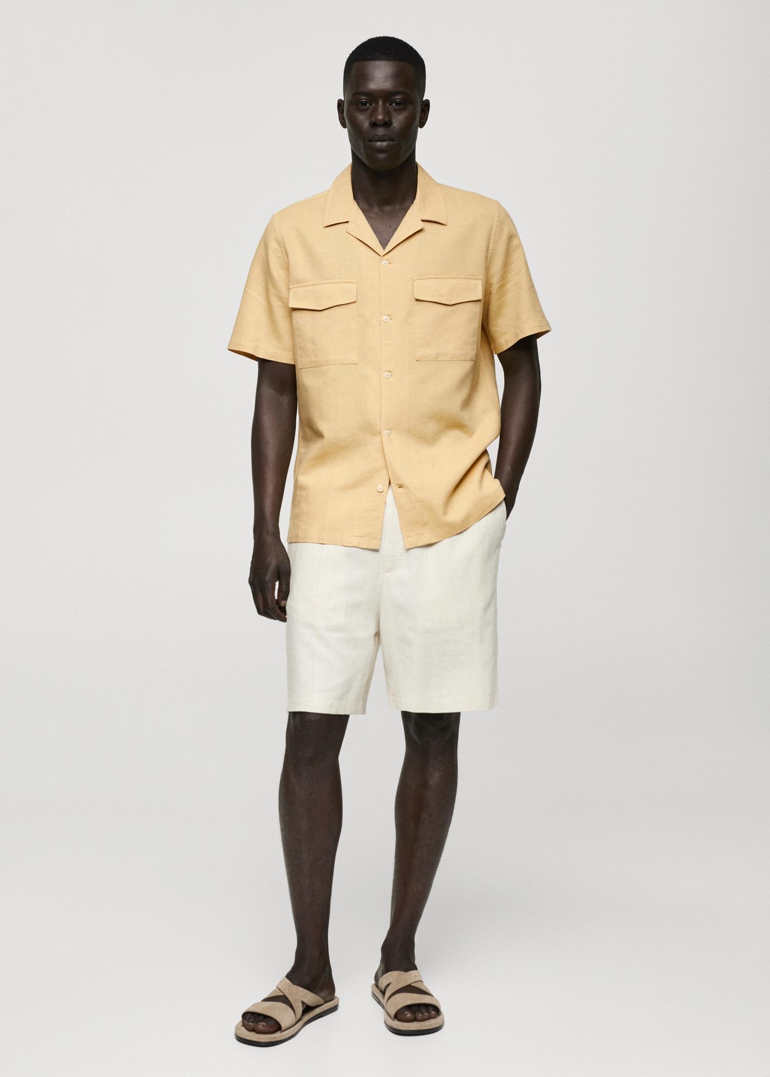 Regular-fit linen cotton shirt - Men | MANGO USA Product Image