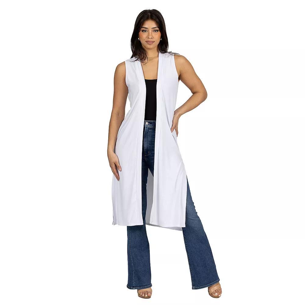 Womens 24Seven Comfort Apparel Sleeveless Long Cardigan Vest with Side Slit Product Image