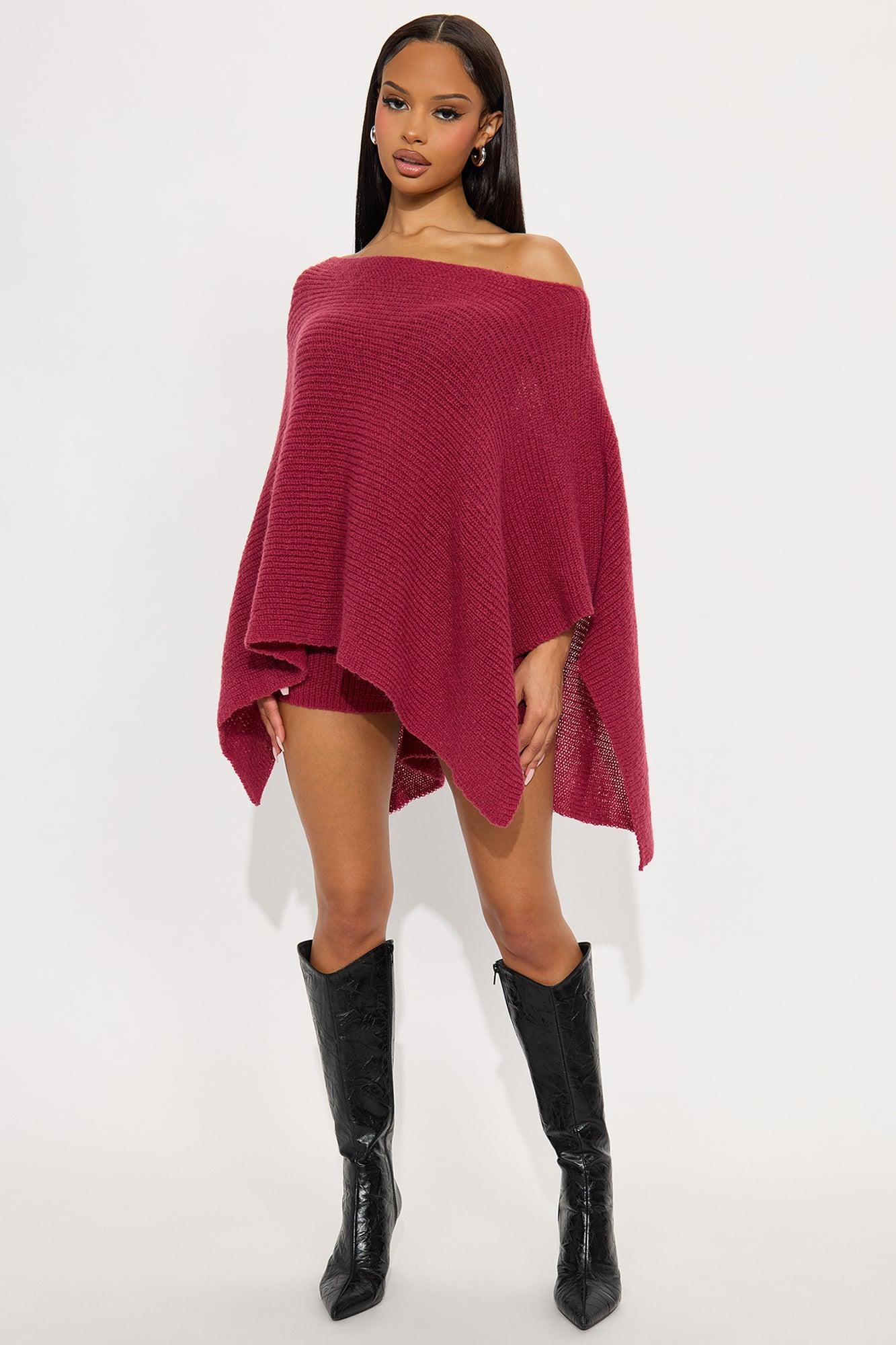 Always A Vibe Sweater Short Set - Wine Female Product Image