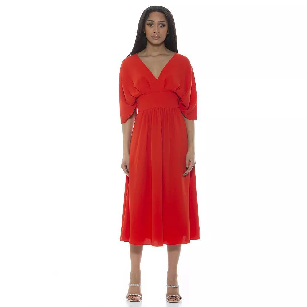 Women's ALEXIA ADMOR August Draped Fit & Flare Midi Dress, Size: 2, Sweet Pea Product Image