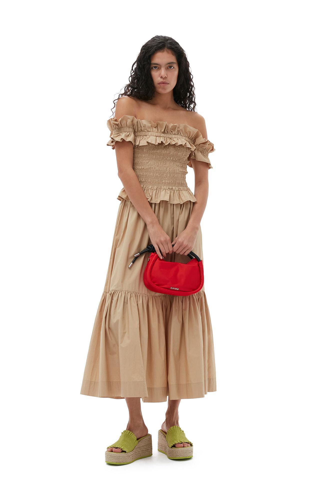 Cotton Poplin Off-Shoulder Smock Top Product Image