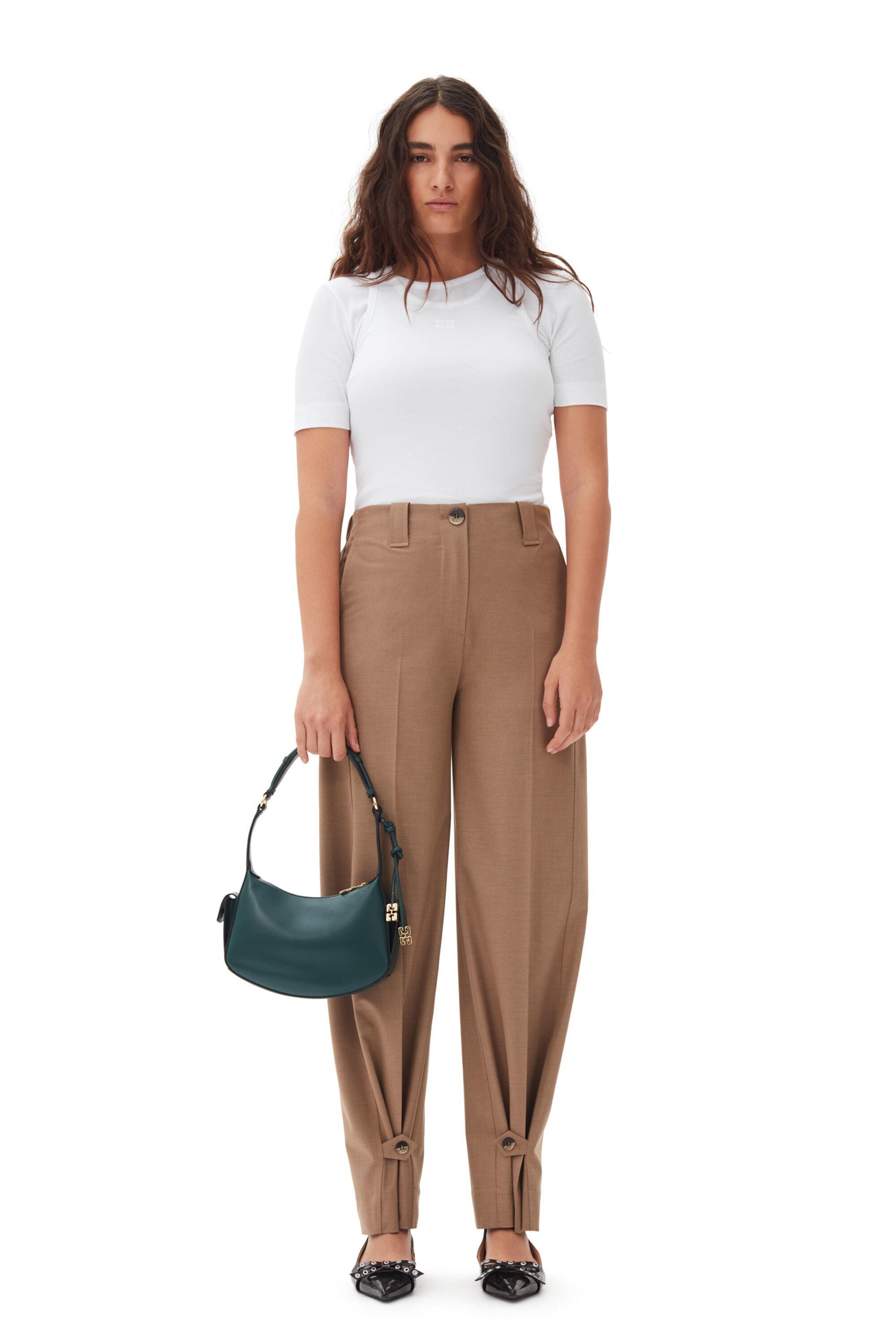 Brown Drapey Melange Pants Product Image